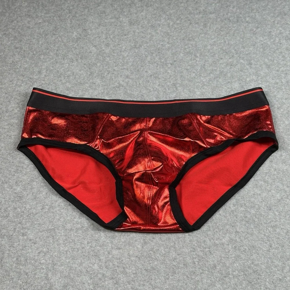 Metallic Red Low Rise Brief 2XL Shiny Stretch Underwear‎
